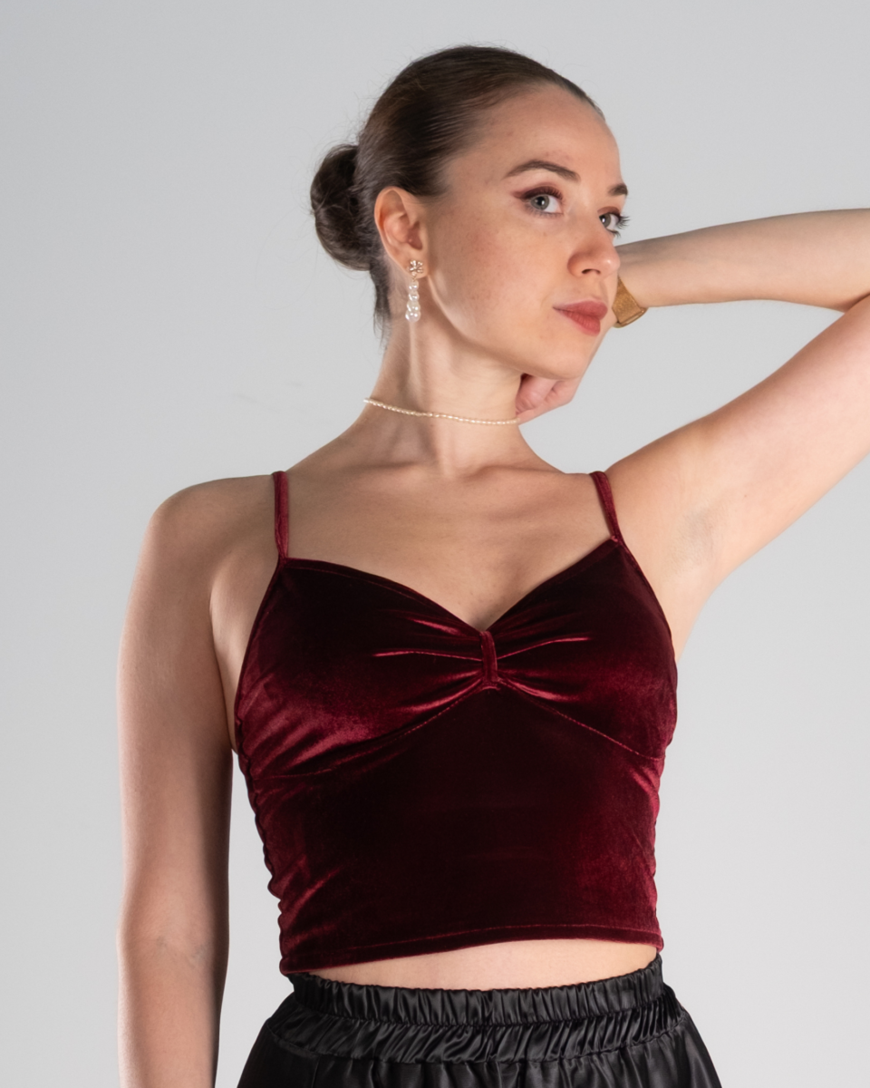 Burgundy Velvet Tango Crop Top