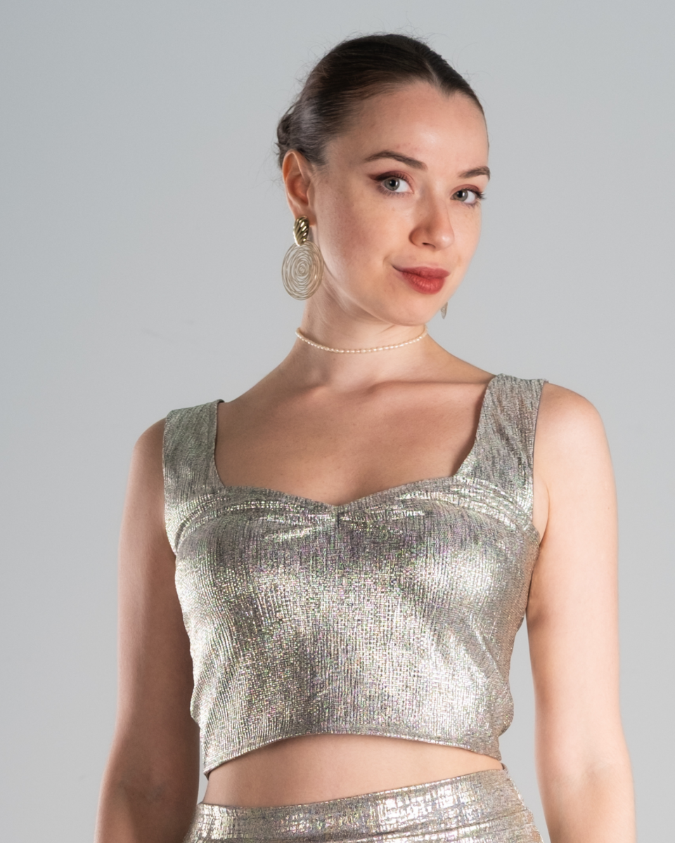 Champagne Silver Metallic Tango Crop Top
