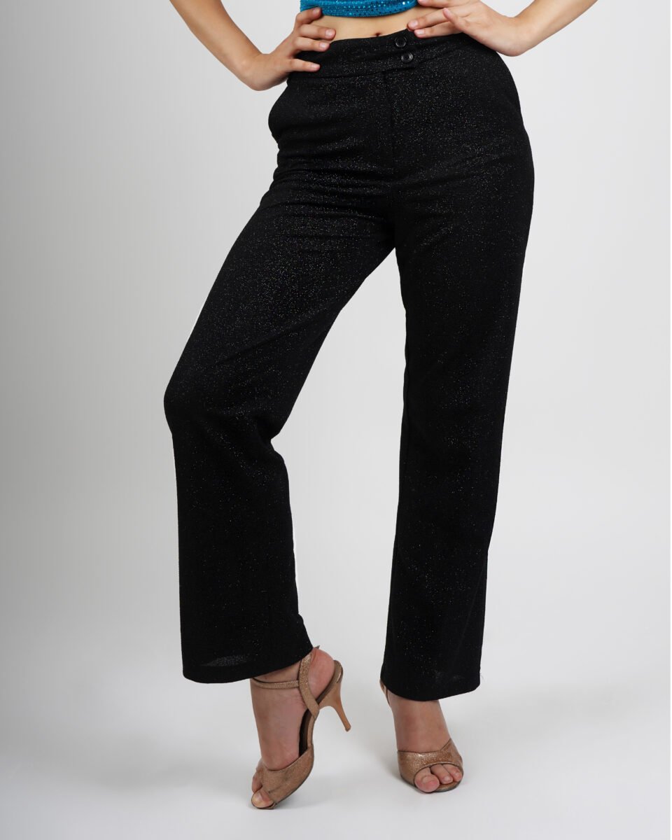 Black Shimmer Wide-Leg Tango Pants